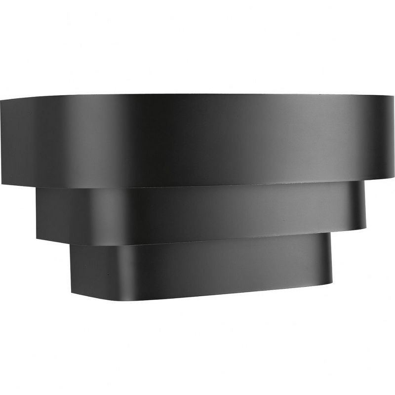 Progress Lighting, Tri-Band Louver, 1-Light Wall Sconce, Matte Black, Metal Shade, Steel, 7" W x 7" H x 14" L, 100W MED, BL