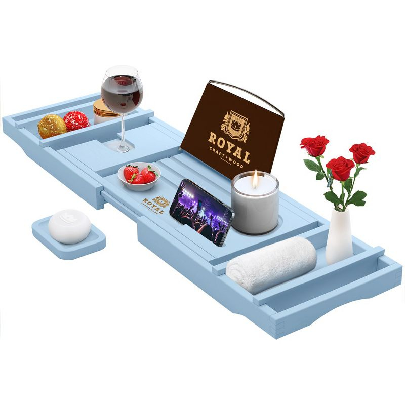 Royal Craft Wood Bathtub Caddy Tray (Blue)