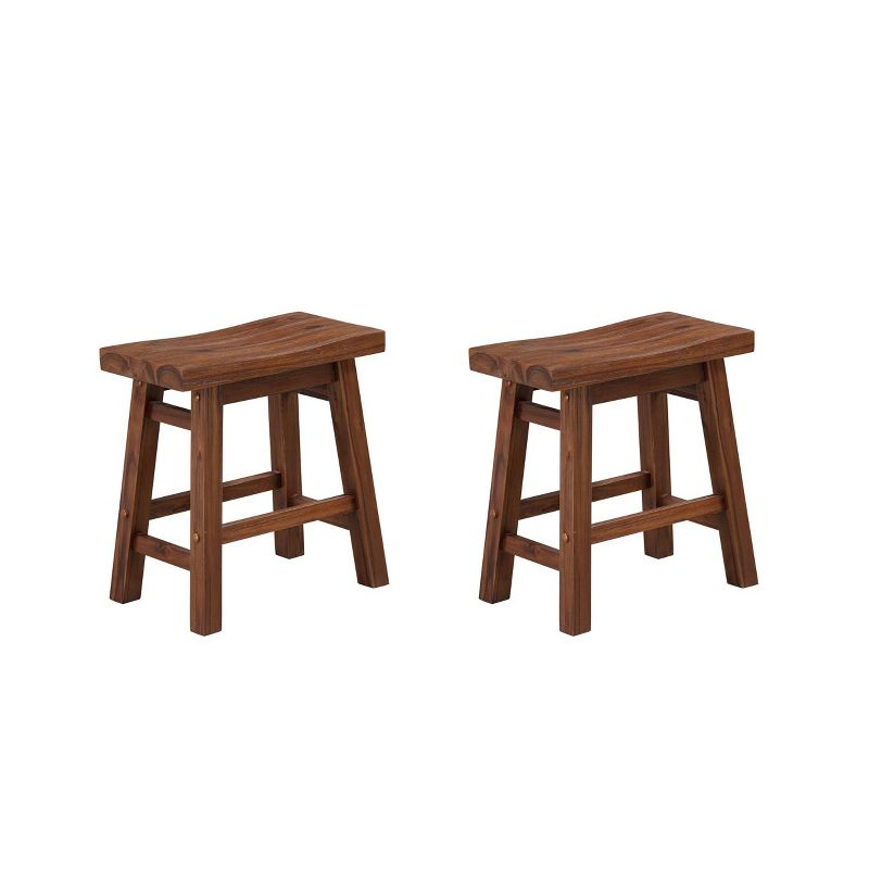 Set of 2 18" Sonoma Saddle Stools, Acacia Wood, Rustic Farmhouse - Boraam