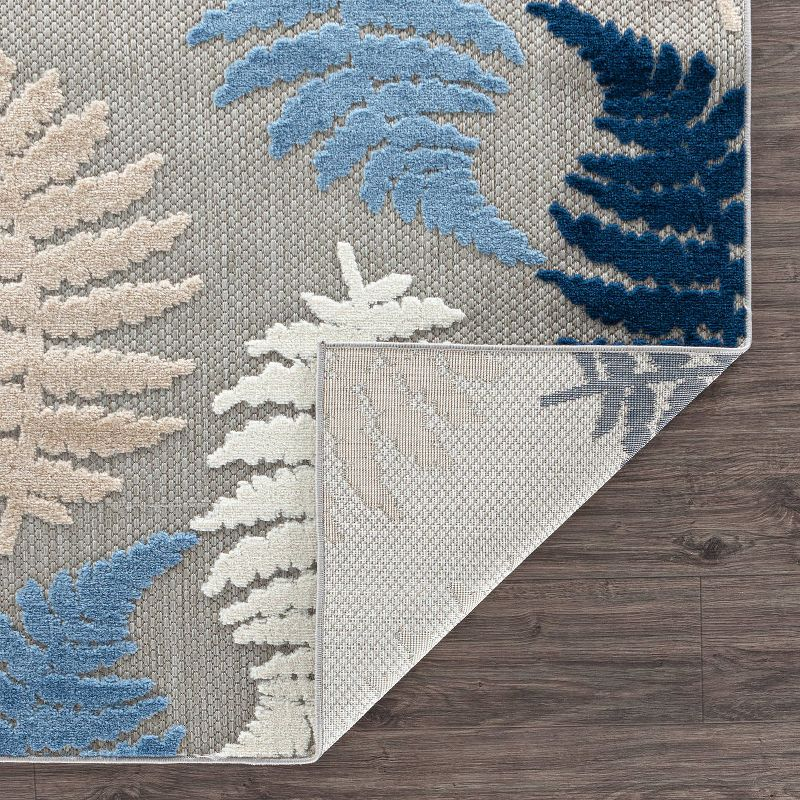 World Rug Gallery Seville Floral Leaves Indoor/Outdoor Area Rug - Blue 7'10" x 10'