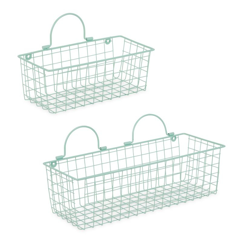 Asst Aqua Wire Wall Basket Set/2