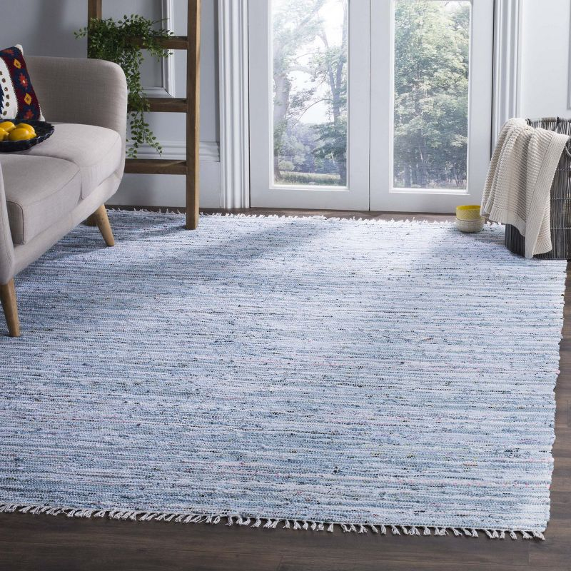 Rag Rug RAR125 Hand Woven Indoor Area Rug - Light Blue/Multi - 5'x7' - Safavieh.