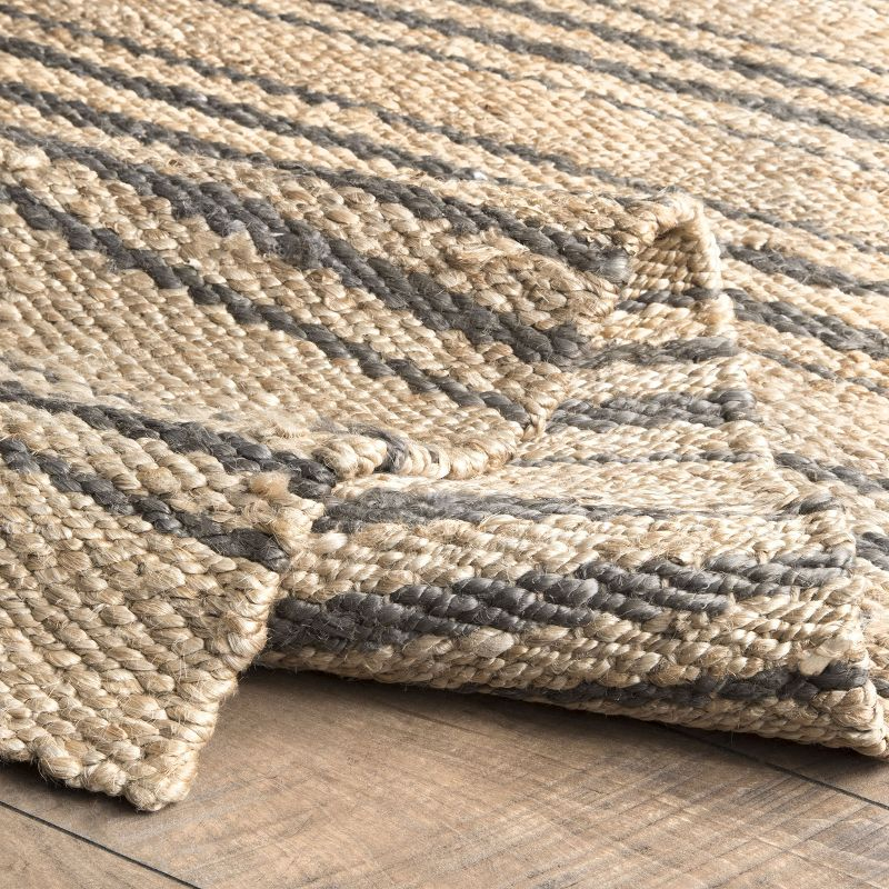 Nuloom Sycamore Striped Jute Area Rug, Square 8' x 8', Natural