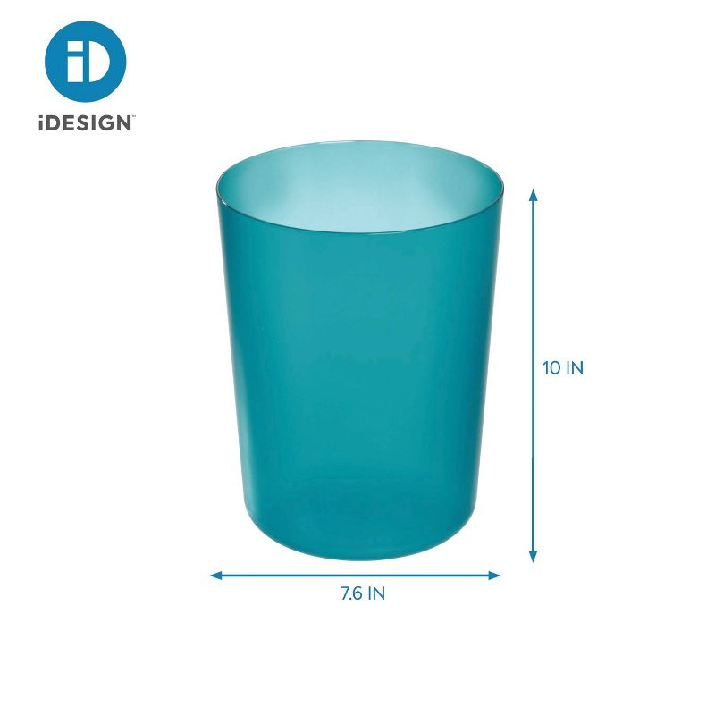 iDesign iDesign Finn Round Plastic Trash Can, Compact Waste Basket Garbage Can- Teal Blue