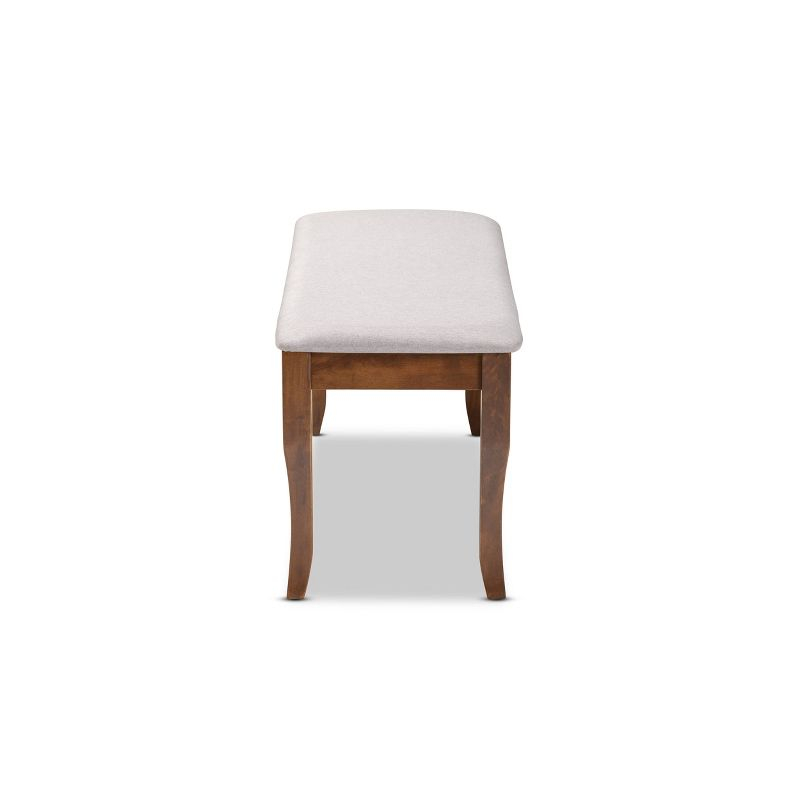 Everly Quinn Violette Modern and Contemporary Gray Fabric Upholstered and Walnut Brown Finished Wood Dining Bench