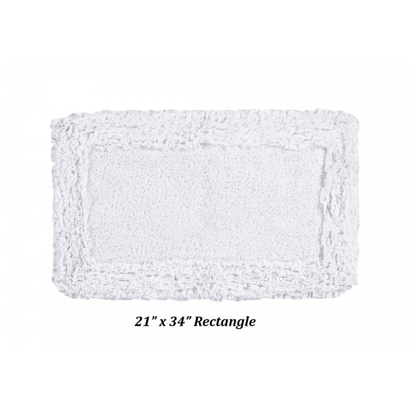 Better Trends Shaggy Boader 100% Cotton Tufted Non- Slip Backing 5 Pc (17"x24"|20"x20"|21"x34"|24"x40"|20"x60") Bath Rug Set - White