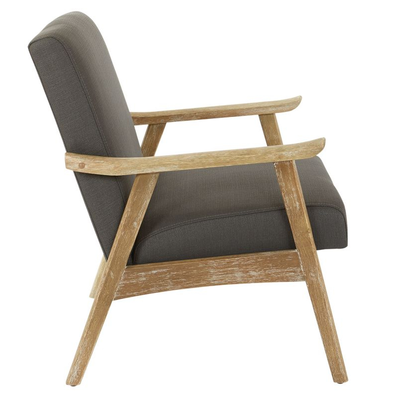 OSP Home Furnishings Weldon Chair Charcoal: Mid-Century Modern Polyester Upholstery, Wood Frame