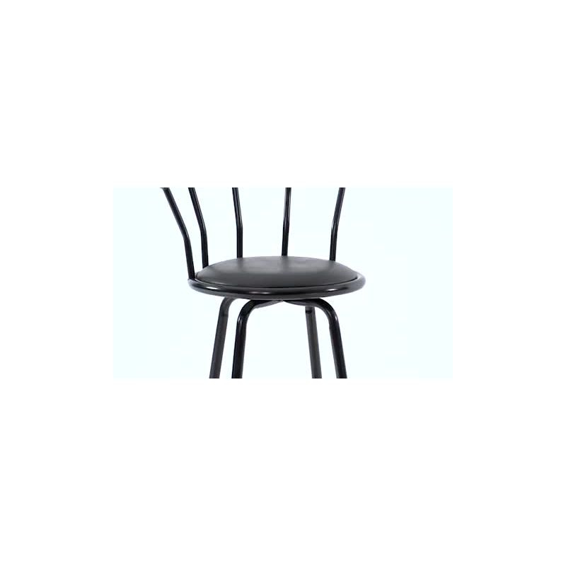Flash Furniture Crown Back Black Metal Barstool with Black Vinyl Swivel Seat
