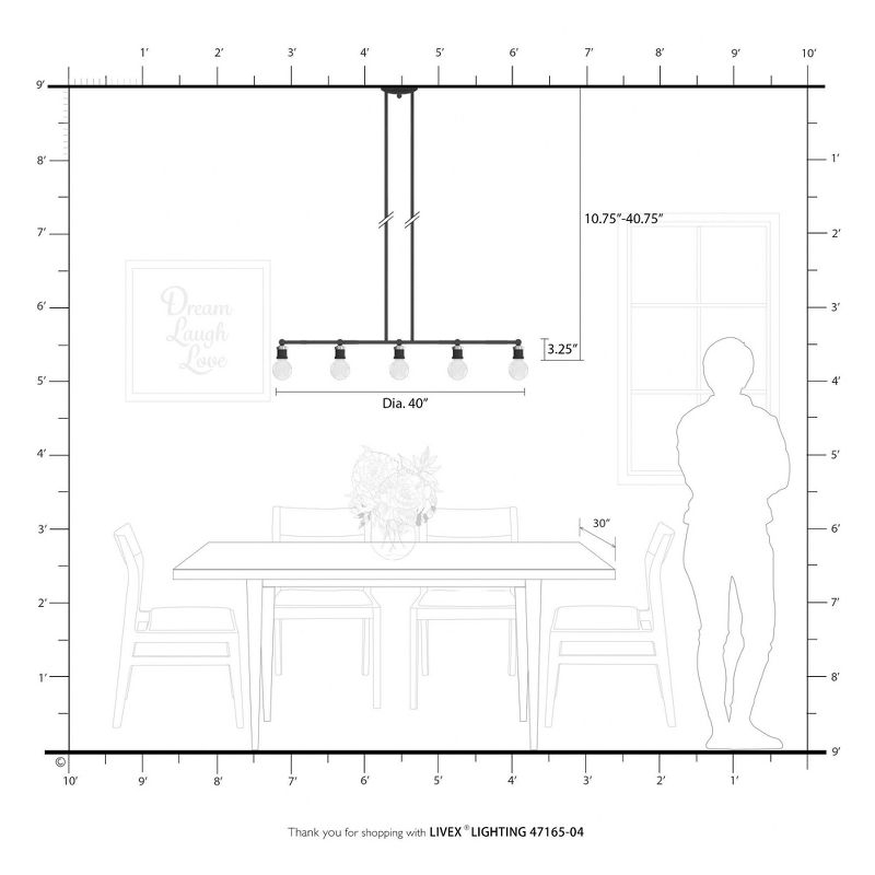 Livex Lighting Lansdale 5 - Light Chandelier in  Black/Brushed Nickel