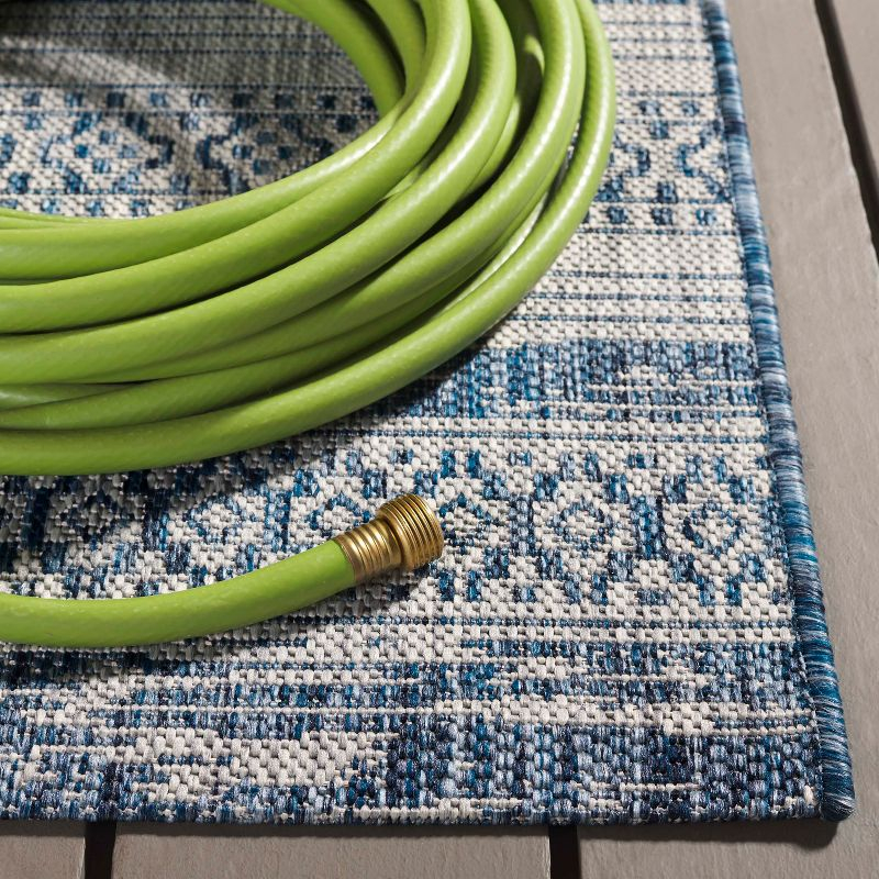 Courtyard CY8061 Power Loomed Indoor and Outdoor Area Rug - Navy/Grey - 4'x5'7" - Safavieh