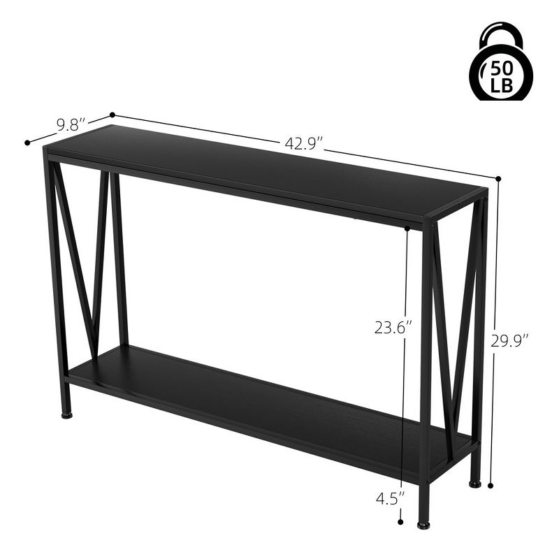 Whizmax 2-Tier Narrow Console Sofa Side Table for Entryway Hallway Living Room, Black