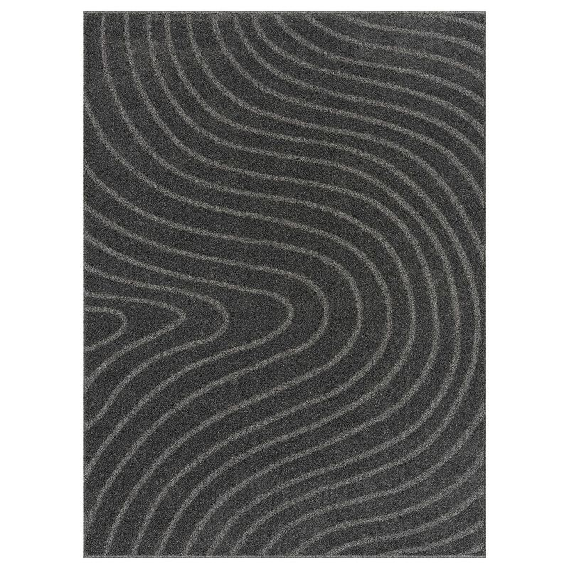 Luxe Weavers Modern Geometric Wave Anthracite 8x10 Area Rug