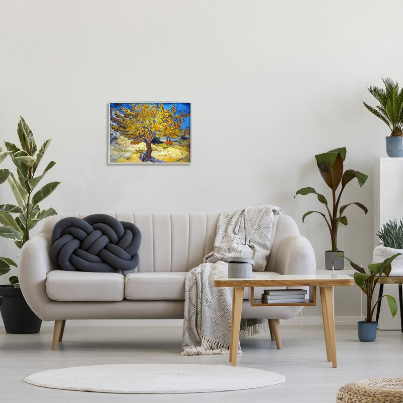 Stupell Industries Golden Tree Blue Yellow Van Gogh Classical Painting Gray Framed Giclee, 16 x 20
