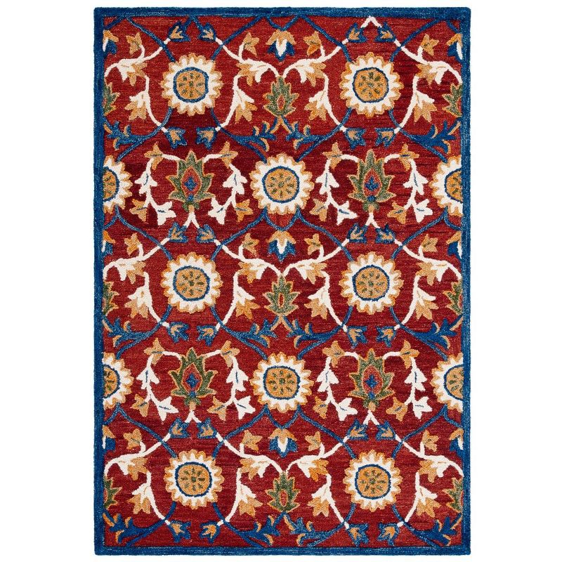 Blossom BLM564 Hand Tufted Area Rug - Rust/Blue - 4'x6' - Safavieh.