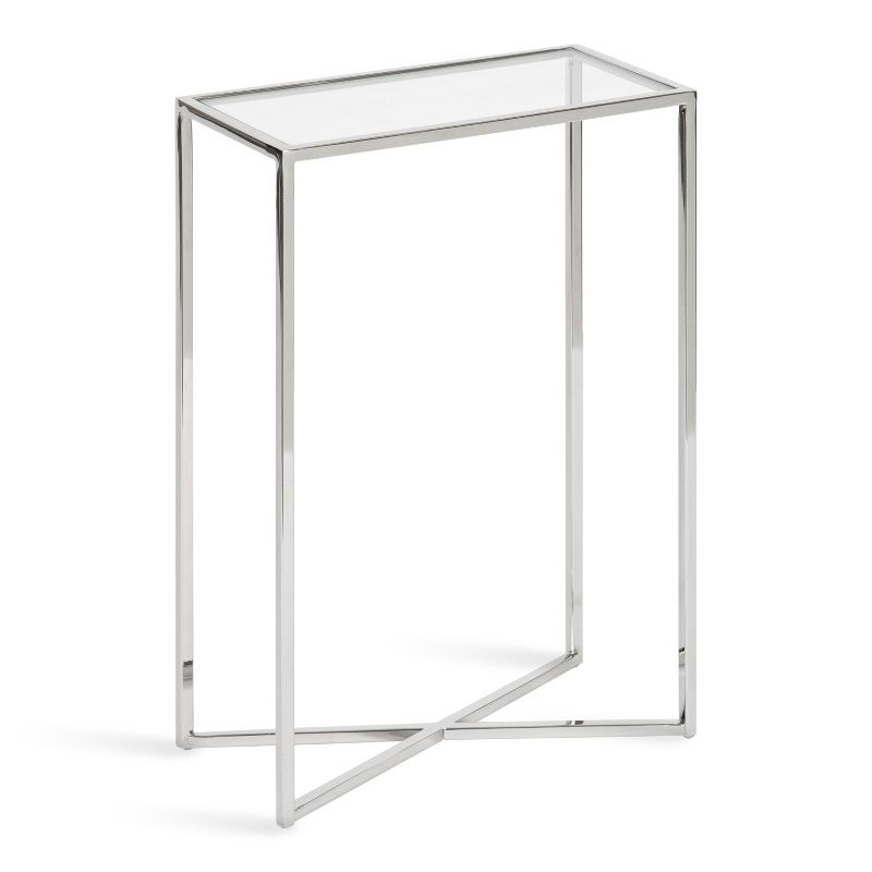 Kate and Laurel Jaspur Rectangle Metal Side Table, 16x8x24, Silver