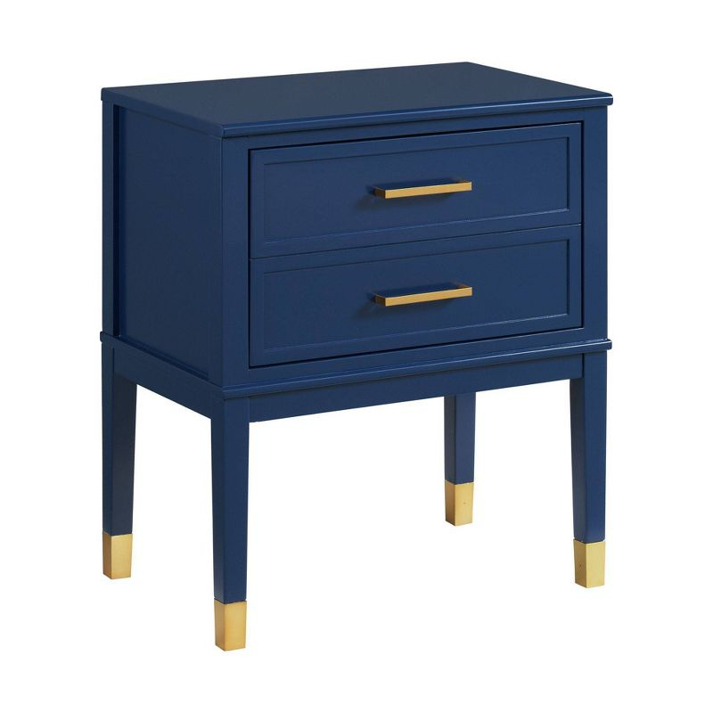 Brody Side Table Navy - Picket House Furnishings: Modern Accent, USB Port, Gold Hardware, Rubberwood & MDF