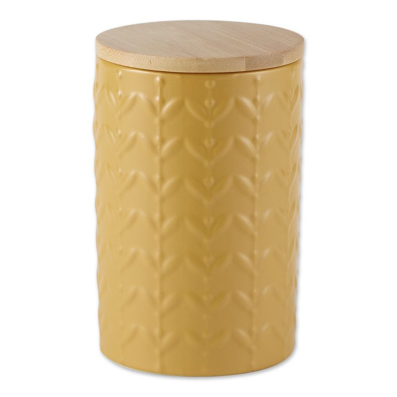 Design Imports Honey Gold Matte Retro Vine Texture Ceramic Canister Set/3