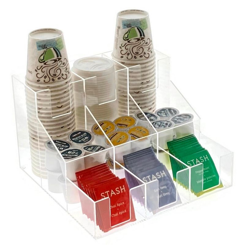 OnDisplay Kona Kai Acrylic Break Room Coffee Station Organizer for Cups/Lids/Sugar/Coffee Pods/Tea and more