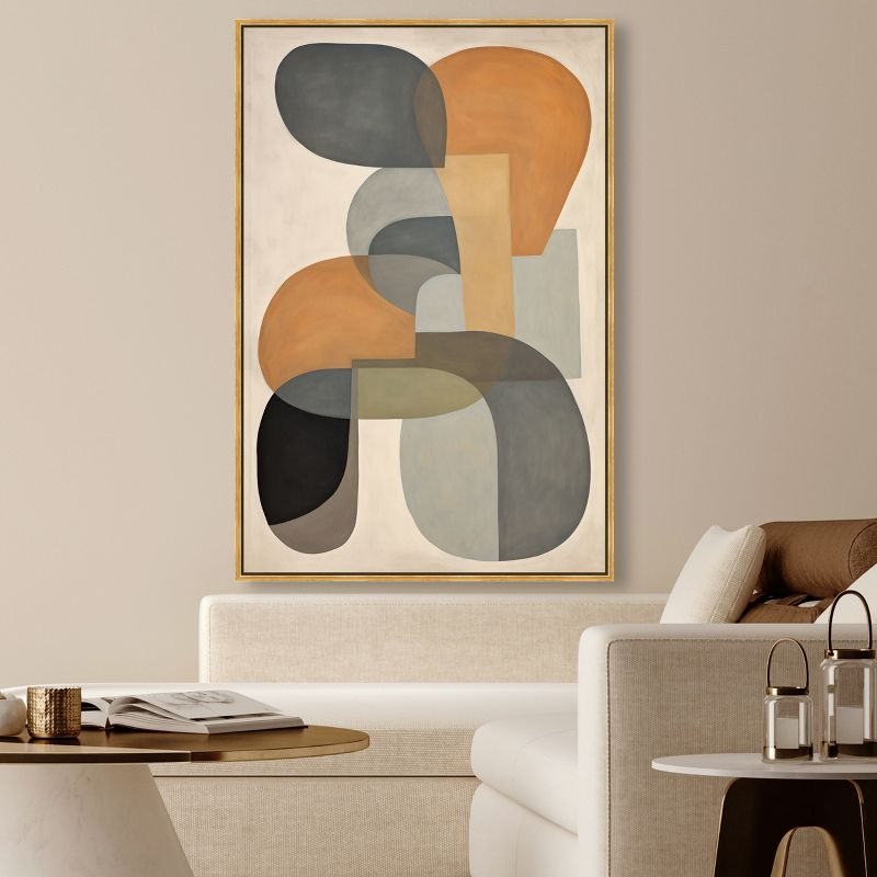 Art Remedy Ricole Modern Color Block Abstract Wall Art, 45" x 30", Gold Frame