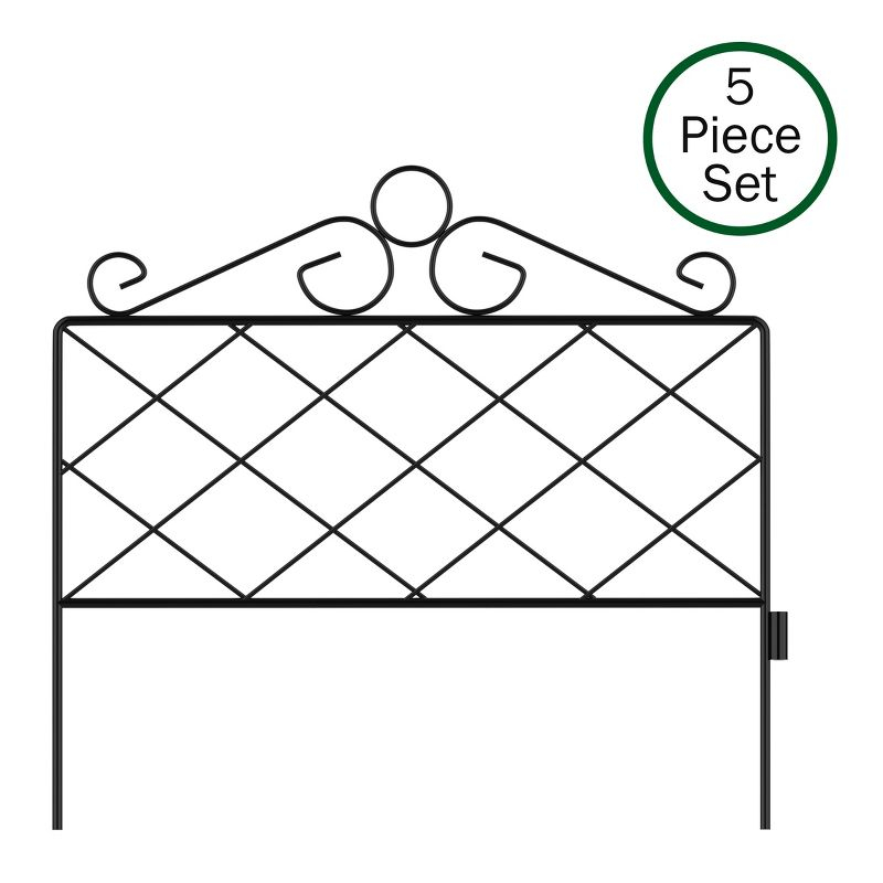 Nature Spring Decorative Metal Garden Fencing for Edging Flower Beds and Landscaping- Black, Set of 5