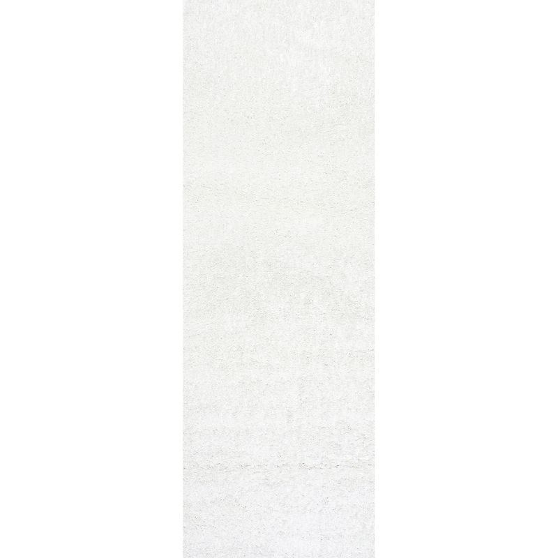 Nuloom Marleen Solid 2x6 Runner Shag Indoor Area Rug for Living Room Bedroom Dining Room Nursery Entryway Hallway, Off White