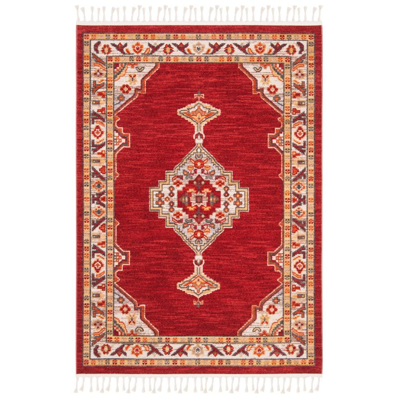 Farmhouse FMH830 Power Loomed Area Rug - Creme/Red - 4'0" X 5'4" - Safavieh.