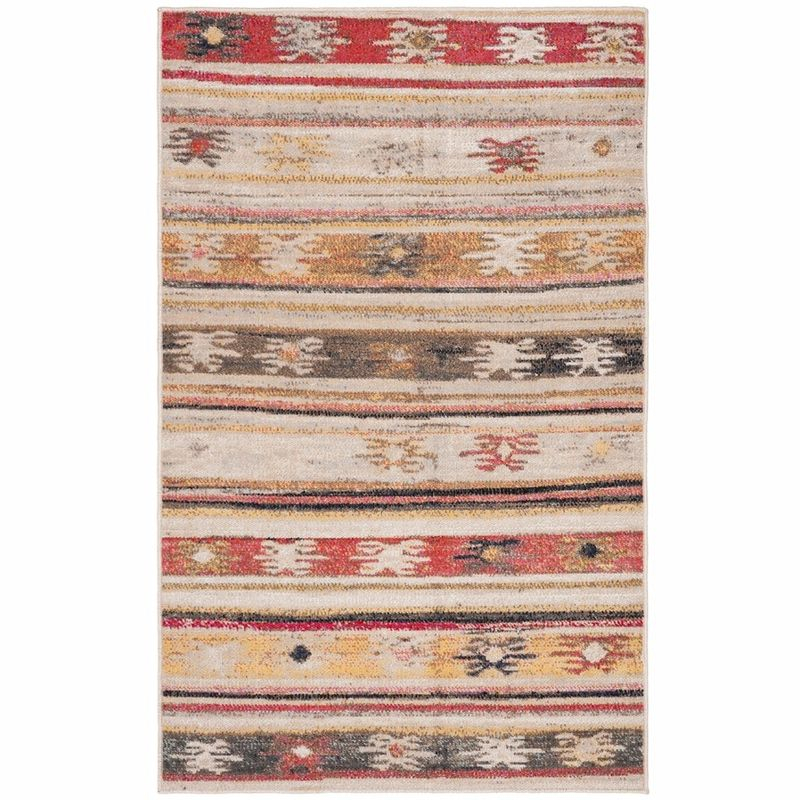 Montage MTG238 Power Loomed Indoor/Outdoor Accent Rug - Taupe/Multi - 3'x5' - Safavieh