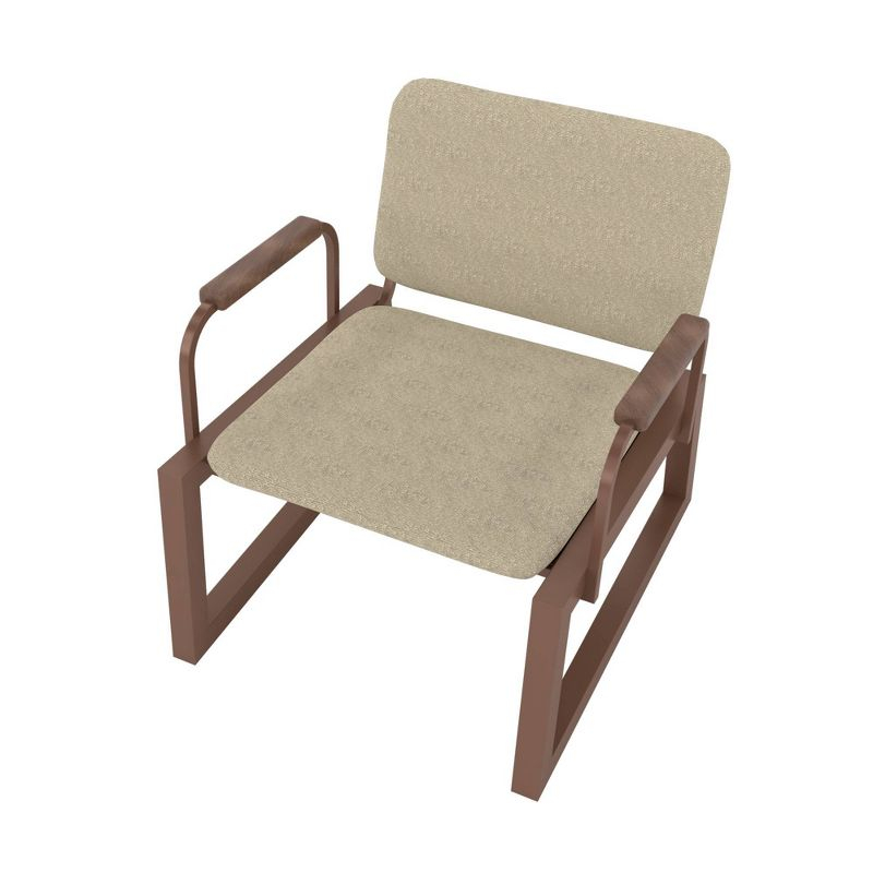 1.0 Whythe Low Accent Chair Natural Linen/Corten - Manhattan Comfort: Faux Leather, Steel Legs, No Assembly Required