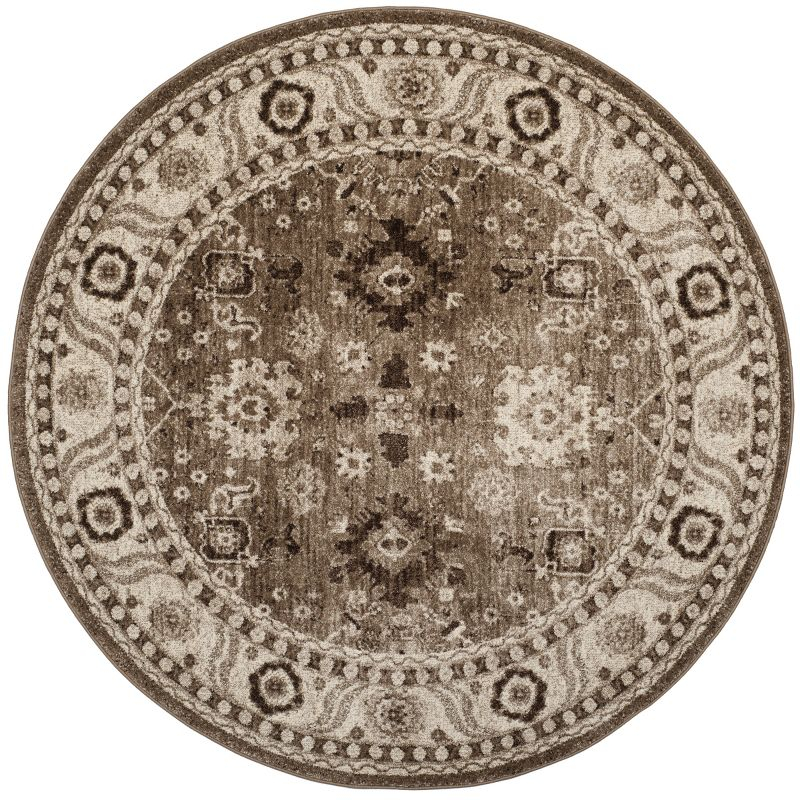 Vintage Hamadan VTH214 Power Loomed Indoor Accent Rug - Taupe - 3' Round - Safavieh