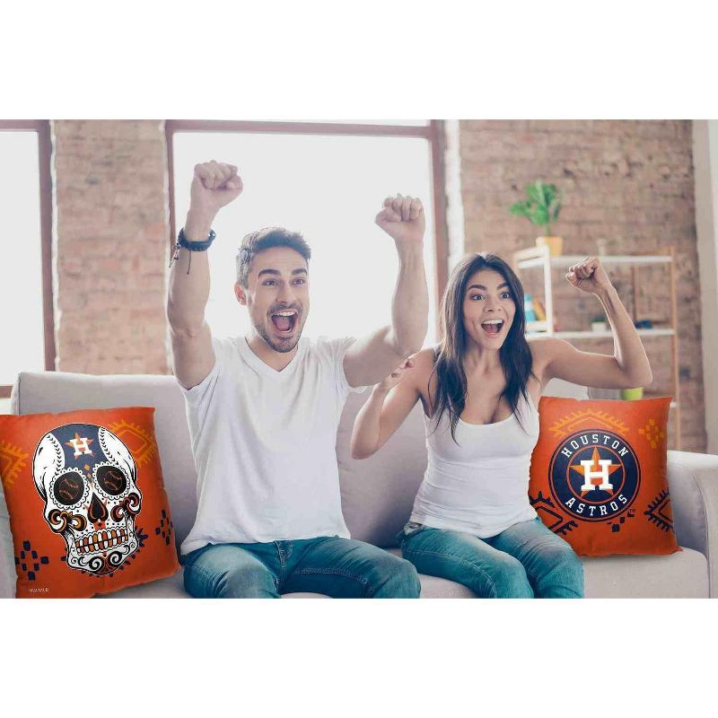 MLB Houston Astros Candy Skull Throw Pillow 18x18 Inches