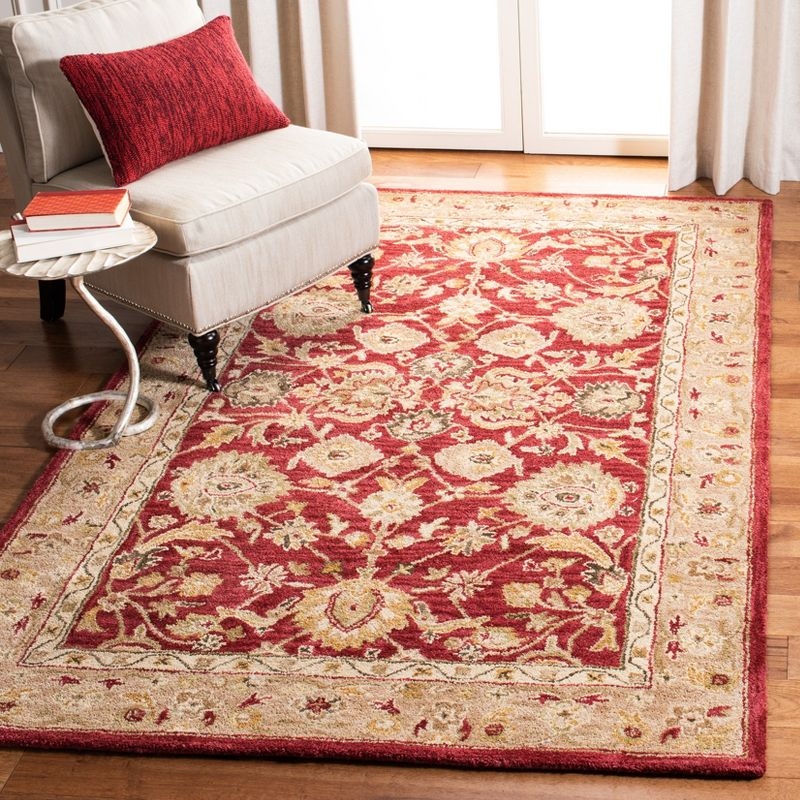 Anatolia AN522 Hand Tufted Indoor Area Rug - Red/Ivory - 5'x8' - Safavieh