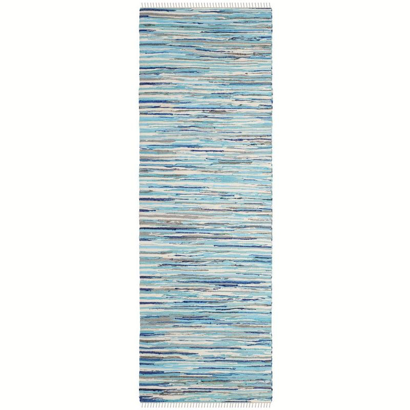 Rag Rug RAR129 Hand Woven Indoor Runner Rug - Turquoise/Multi - 2'3"x7' - Safavieh.