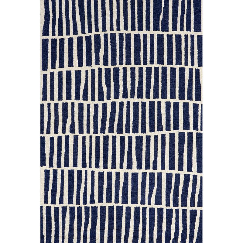 Nuloom Lemuel Geometric 6x9 Wool Indoor Area Rug for Living Room Bedroom Dining Room Kitchen, Navy/Ivory