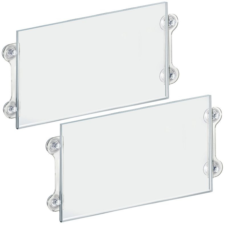 Azar Displays Clear Acrylic Window/Door Sign Holder Frame with Suction Cups 17''W x 11''H, 2-Pack (Set of 2)