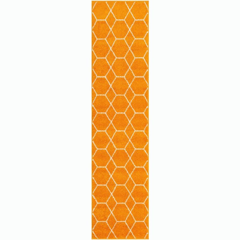 Unique Loom 2' 0 x 8' 8 Trellis Frieze Geometric Orange Area Rug