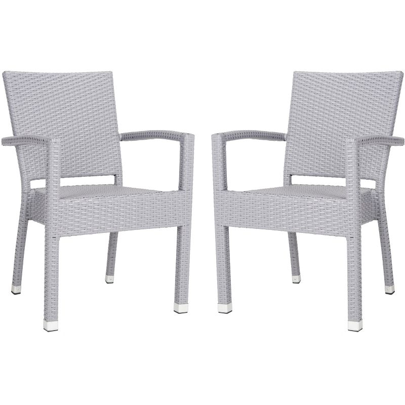 Kelda Stackable Arm Chair Indoor/Outdoor (Set Of 2) - PAT4004 - Grey - Safavieh