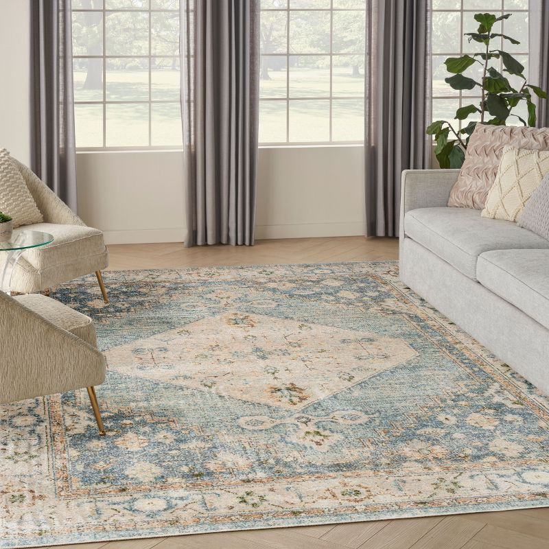 Nourison Astra Machine Washable Vintage Persian Indoor Rug Silver Blue 7'10" x 10'