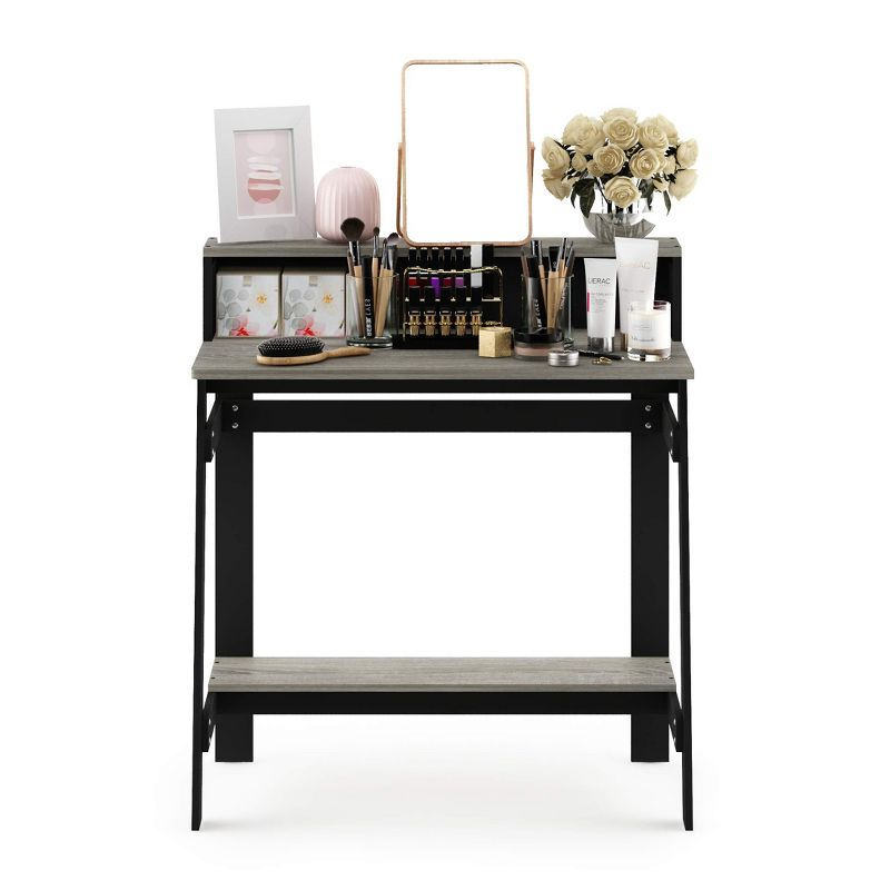 Furinno 31.6" Small Industrial Computer Desk Home Office Study Writing Desk with Open Shelf,Black/French Oak