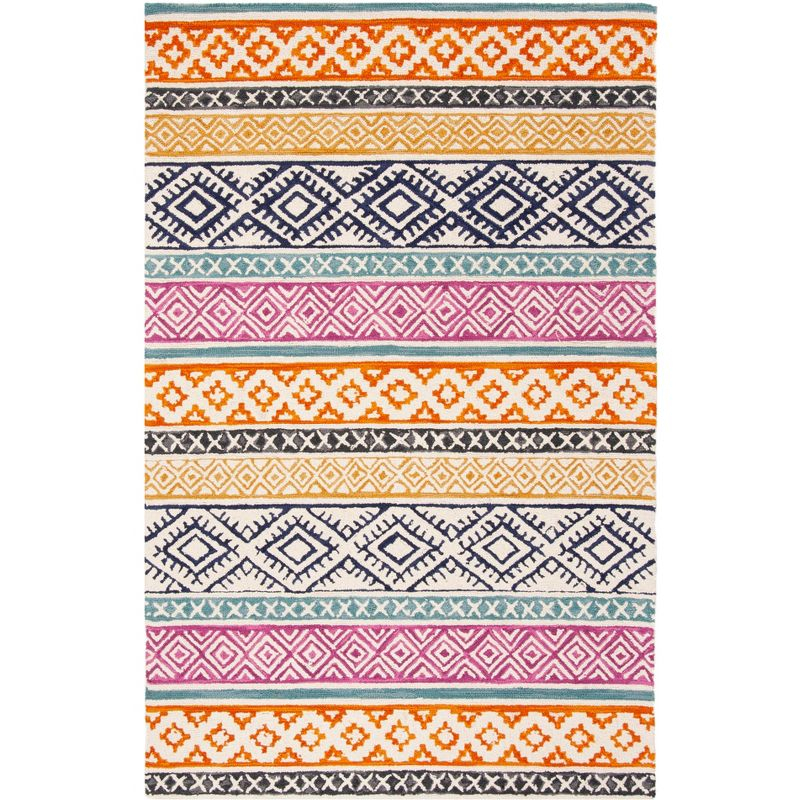 Micro-Loop MLP552 Hand Tufted Indoor Area Rug - Ivory/Rust - 5'x8' - Safavieh