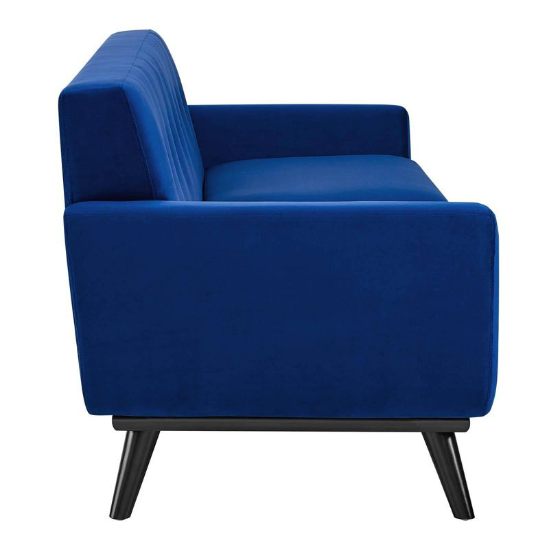Modway Engage Performance Velvet Sofa Navy: Plush Seating, 3-Person, Tufted Back, Plywood Frame