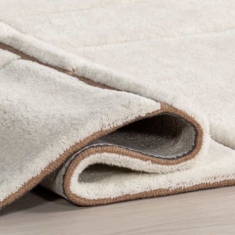 Nuloom Brega Geometric New Zealand Wool Area Rug, 2' 6" x 8', Cream