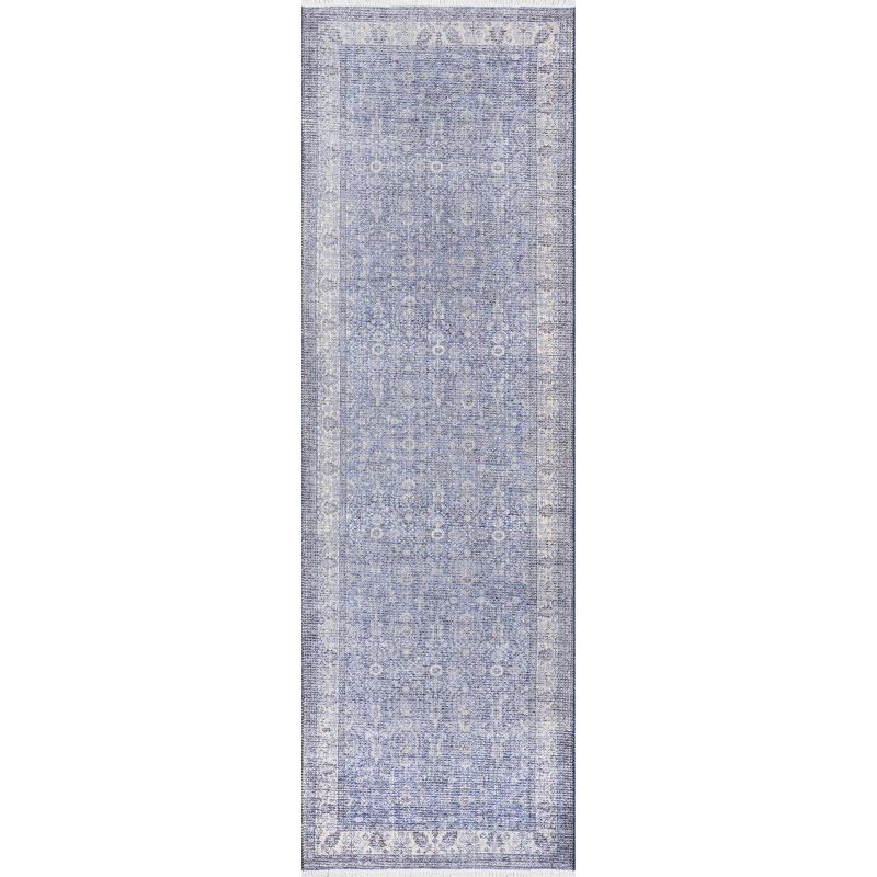 2'6"x10' Helena Runner Rug Blue - Momeni: Modern Ikat Design, Low Pile, Polyester & Cotton, Indoor Use