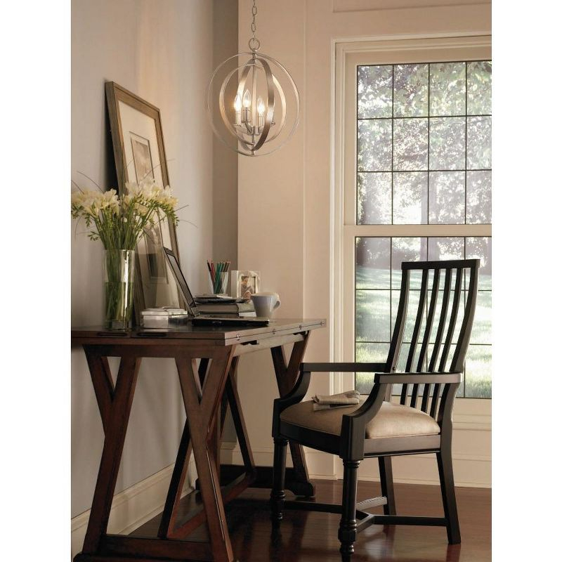 Progress Lighting Equinox 4-Light Foyer Pendant, Steel, Burnished Silver, No Shade