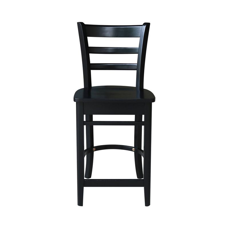 24" Emily Counter Height Barstool Antiqued Black - International Concepts: Solid Wood, Ladder-Back, Square Seat
