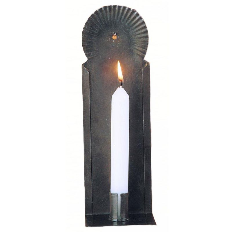 Brubaker Metalcrafts Handmade Candle Sconce, Wall Mounted Candle Holder with Crimped Top, Black Tin Metal