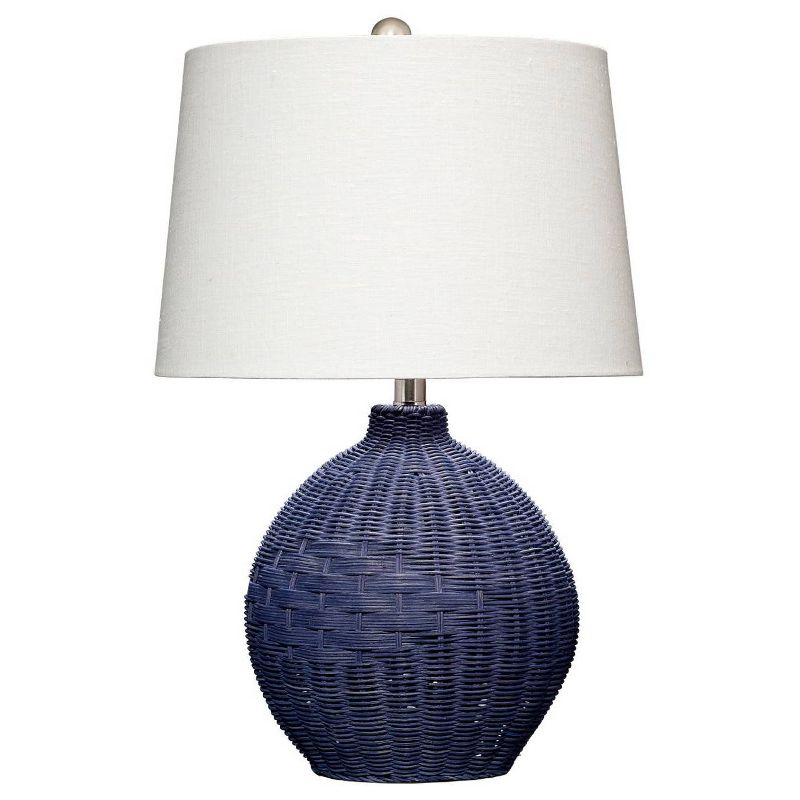 Kerry Rattan Table Lamp Blue - Splendor Home: Handwoven, Linen Shade, Nautical Design