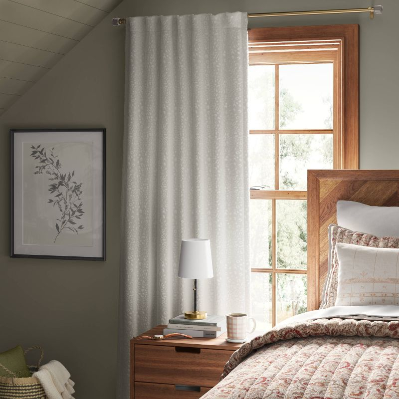 50"x84" Blackout Embossed Velvet Curtain Panel Ivory - Threshold™: Tiger Print, Recycled Polyester, UV Protection