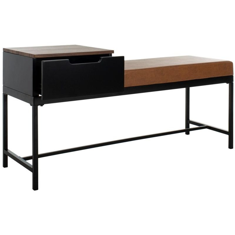 Maruka Bench with Storage - Brown/Brown - Safavieh