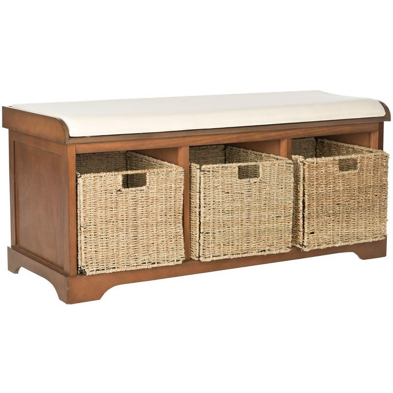 Lonan  Wicker Storage Bench - Brown - Safavieh