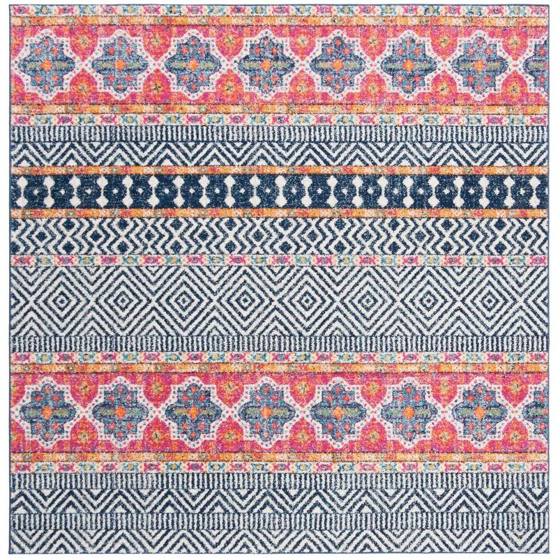 Madison MAD797 Power Loomed Indoor Area Rug - Navy/Ivory - 6'7"x6'7" - Safavieh.